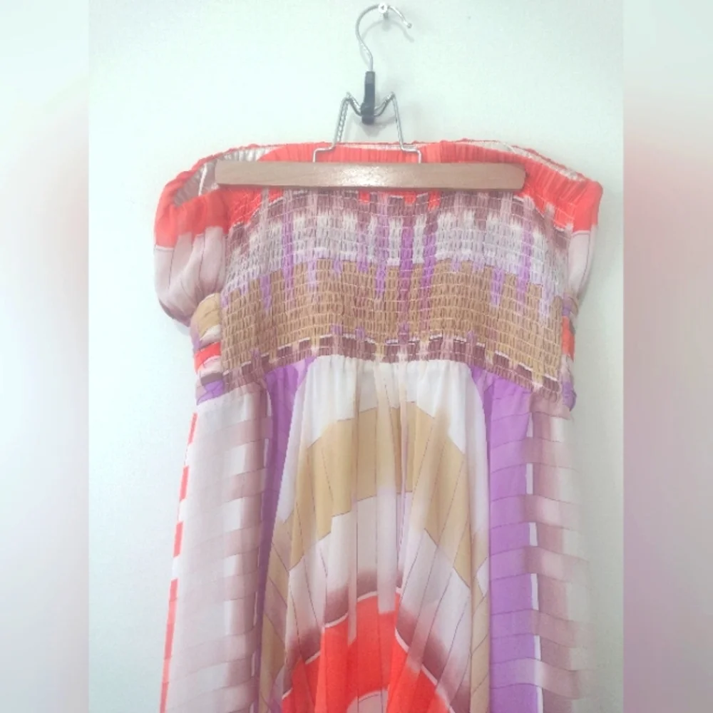 Beautiful GUESS Flowy Orange White Purple Dress M L - Picture 5 of 9
